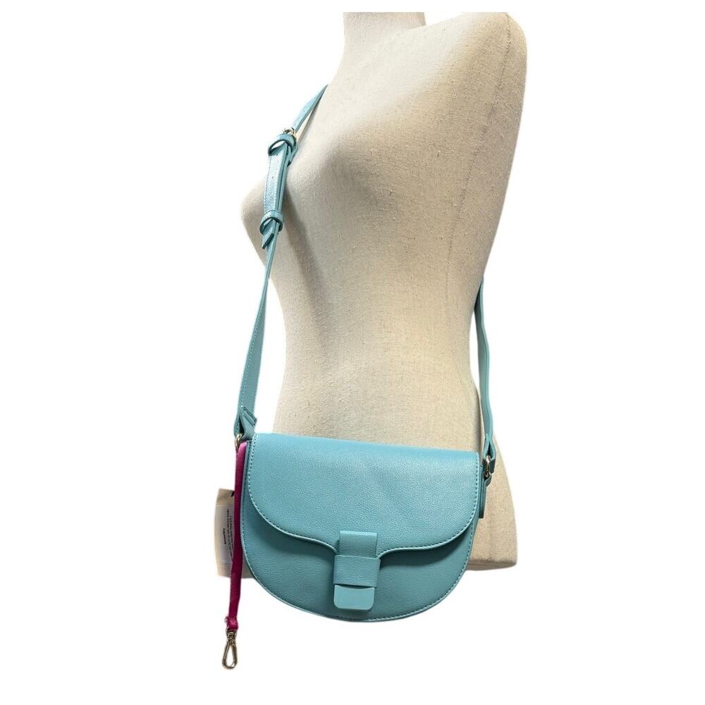 ON 34th Small Curve Bottom Crossbody Bag Sea Spray Faux Leather NWT